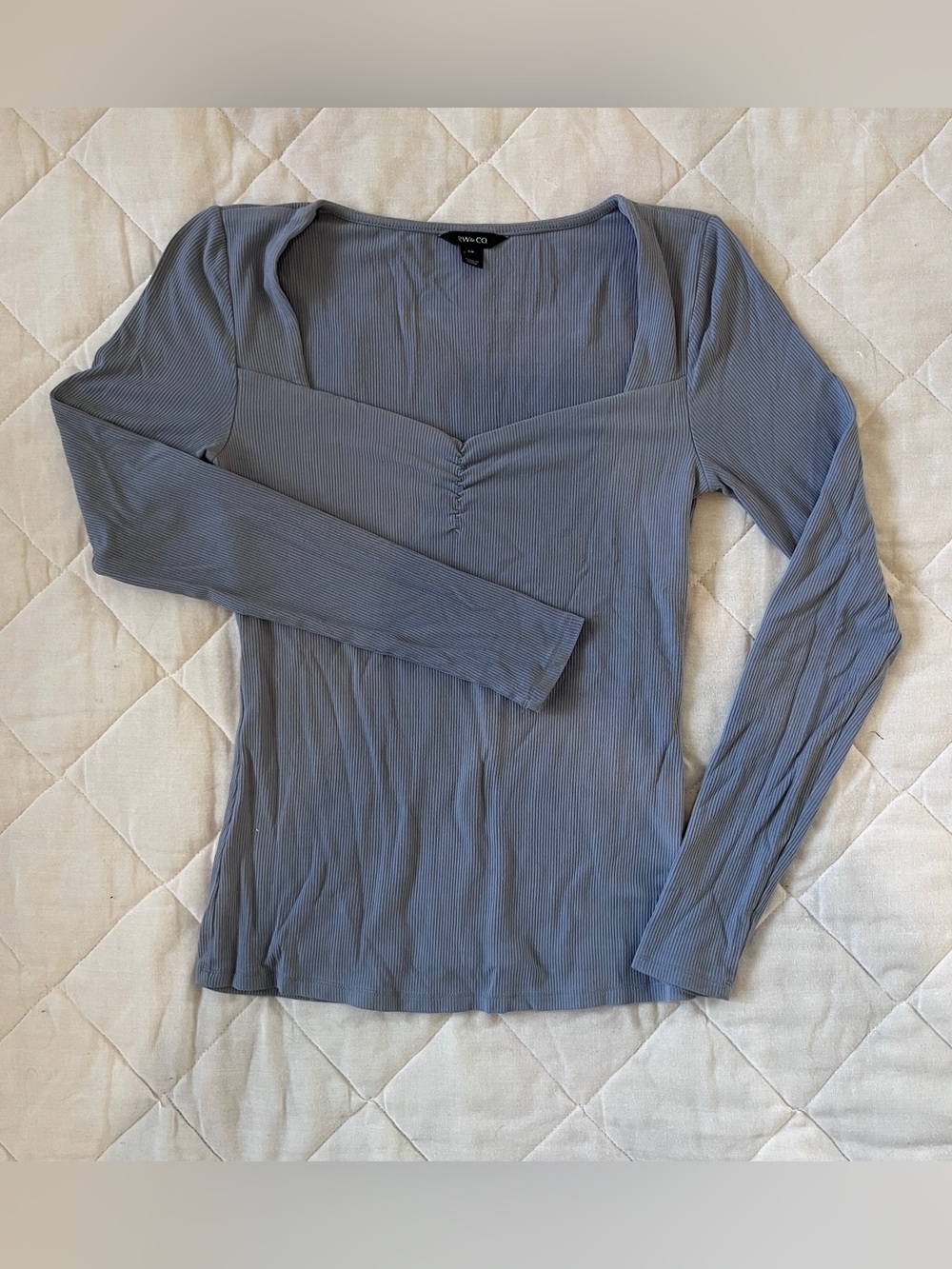 RW&CO Sweetheart Ribbed Long Sleeve Shirt